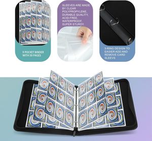 9 pochettes porte-cartes à collectionner avec pochettes Design personnalisé <span class=keywords><strong>Album</strong></span> photo <span class=keywords><strong>Livre</strong></span> 900 pochettes en cuir PU Collection de cartes de jeu Classeur - Product Image 3