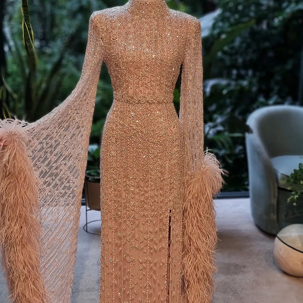 Rose Gold & Gold Evening Dress - 2025 New Design