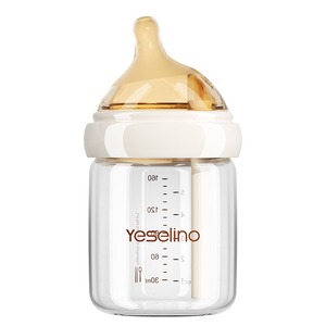 Biberon Specifico per <span class=keywords><strong>Neonati</strong></span> in Vetro Borosilicato ad Alta Resistenza con Ampia Apertura e Tubo di Ventilazione Anti-Reversione - Product Image 1