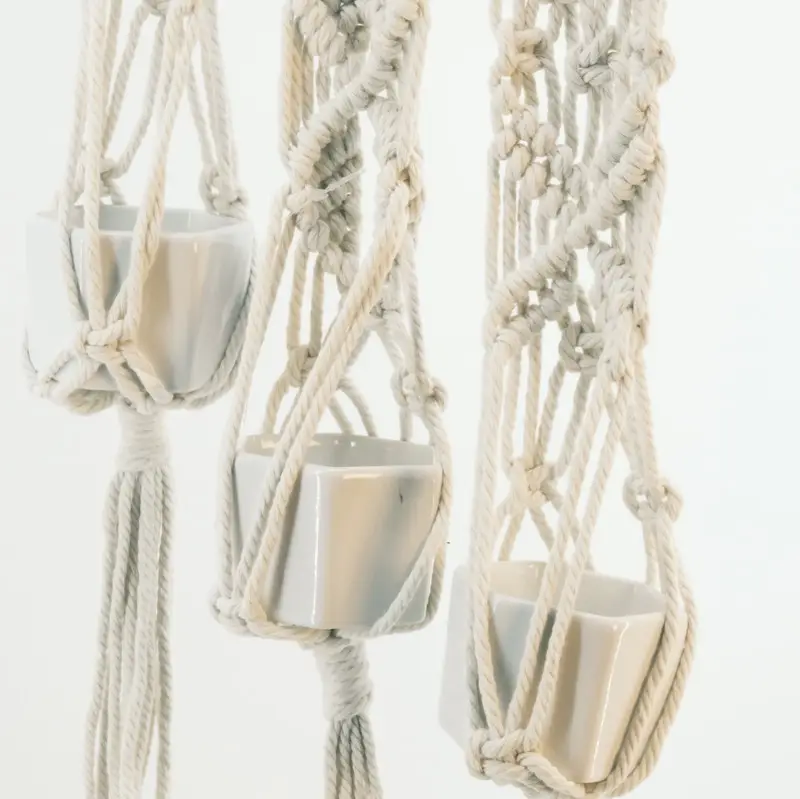 Macrame Plant Hanger Opknoping Bloempot Voor Tuin-En Huisdecoratie Handgemaakt Maatwerk