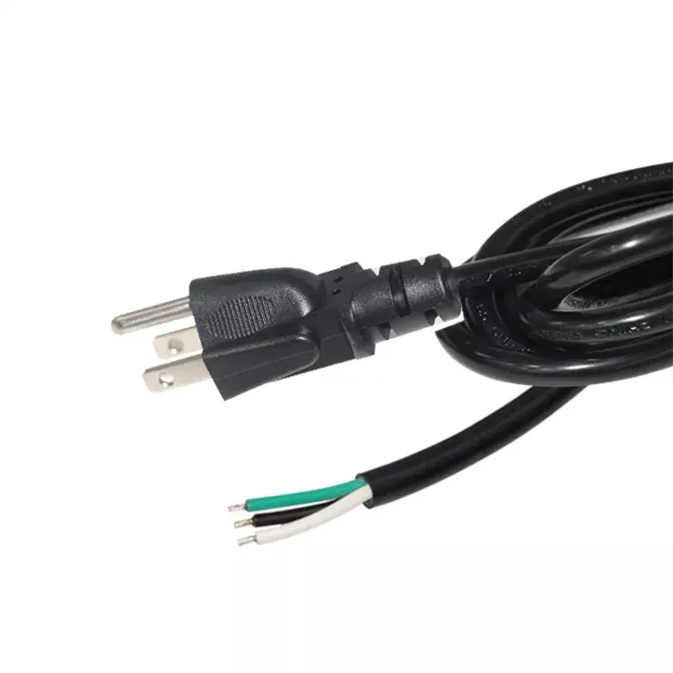 Bare Copper Conductor Pvc Insulated 3 Pin Universal Extension Cable Us Power Cord For Hair Dryer