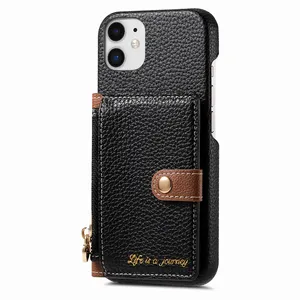 IPhone 12 리치 스킨 지갑용 스탠드가 있는 가죽 케이스, iPhone 13 Promax 휴대폰 케이스 (카드 홀더 포함)