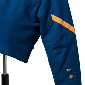 Blue Handmade Embroidery Double Breasted Bomber Jacket Stand Collar Style Winter Coat for Men - Product Image 5