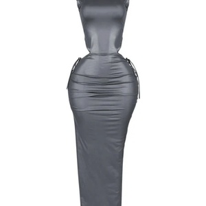 Robe de soirée élégante pour femme 2025, sans manches, à col montant, fendue, idéale pour les bals de promo - Product Image 3