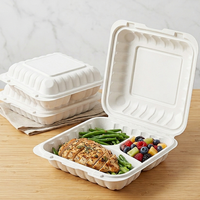 Conteneur empilable pour micro-ondes 9x9 avec couvercle à charnière en plastique MFPP, emballage alimentaire jetable, boîtes à lunch