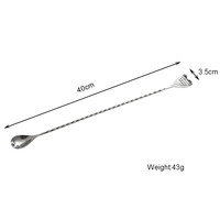 UJ-WT096 Cuillère à cocktail en acier inoxydable de 40 cm de longueur, agitateur à cocktail, accessoires de bar