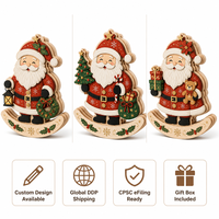 Figurine de jouet à bascule de Noël découpée au laser en contreplaqué de peuplier personnalisée pour cheminée, étagère, décoration de salon, cadeau, conforme CPSC, DDP