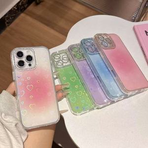 Custodia per telefono con Glitter alla rinfusa, <span class=keywords><strong>arcobaleno</strong></span> con cuore trasparente, <span class=keywords><strong>Cover</strong></span> per fotocamera con strass, anello per IPhone/Samsung - Product Image 5