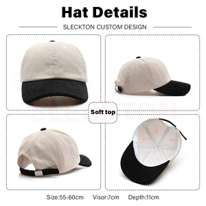 Casquette de baseball en velours côtelé tendance unisexe, texture douce, design contrasté, chapeau bob pour hommes et femmes, vente en gros - Product Image 2