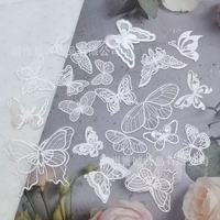 Patch en tissu organza blanc double et simple couche, motif papillon, broderie informatique, accessoires vestimentaires
