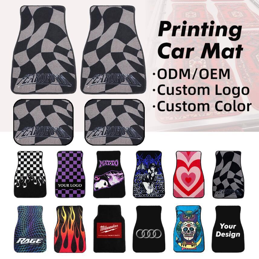 Custom Car Floor Mats Oni Universal Set Of 4 Front Rear Anime Trunk Rug Jdm Aesthetic Car Carpet Floor Mat With Non Slip Back