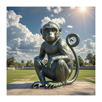 Sculpture de gorille en laiton animal personnalisé pour décoration extérieure Sculpture de gorille en laiton