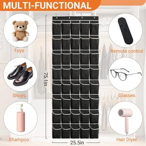 40 Pocket Over The Door <b>Shoe</b> Organizer Black Mesh Hanging Storage For <b>Shoes</b> Behind Door Wall Mount - Product Image 3