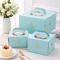 Boîte à gâteau d'anniversaire portable haut de gamme pliable en carton ivoire avec doublure en éponge pour pâtisserie de 4/6/8 pouces