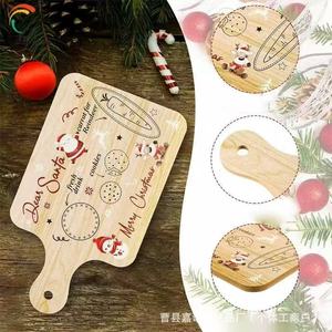 Wooden Christmas Cookie Tray With Handle Rectangle <b>Rustic</b> Design For Dining <b>Table</b> Holiday Decor Single Piece Package - Product Image 3
