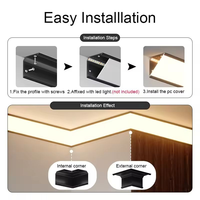 Profilé LED d'angle en aluminium pour plafond, design triangulaire en V, 1M 2M 3M, éclairage linéaire supérieur avec canaux à 90 et 45 degrés