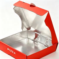 Boîte à pizza isolée en aluminium avec doublure en feuille d'aluminium, boîte d'emballage pour pizza résistante à la graisse, pour logo personnalisé, à emporter