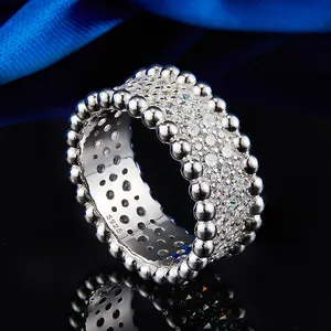 Модная установка ювелирных изделий кубического циркония кольцо блестящая 925 Серебряная бусина кольцо