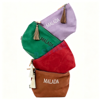 Sac de transport pour tuiles de mahjong de couleur personnalisée, résistant à l'eau, rose, vert, rouge, sac en toile pour mahjong avec pompon