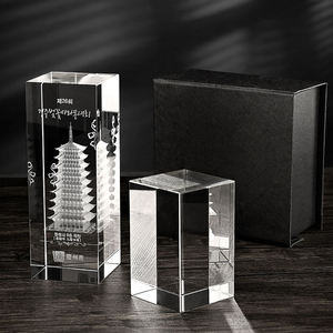 JY New arrival rectangle 3d laser engraving photo cube blank crystal glass cube with inner laser