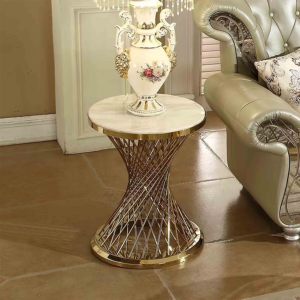 Home Furniture Round Stainless Steel Side <strong>Table</strong> White Marble Sofa <strong>Corner</strong> <strong>Table</strong> for Living Room - Product Image 6