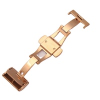 Boucle de montre de luxe 16 mm 18 mm 20 mm, fermoir papillon en acier inoxydable noir poli et or rose pour montre Armani