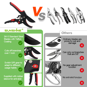 Kéo tỉa cây SUNSHINE <span class=keywords><strong>Garden</strong></span> Ratchet siêu bền và kéo tỉa hoa hồng 8 inch đa năng Gartenschere/Tijeras De Podar/Cesoi - Product Image 3
