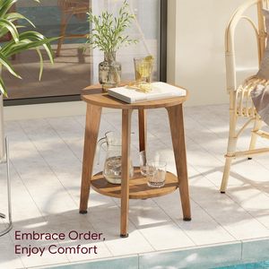 Table d'appoint compacte SENYU en bois de noyer rustique avec plateau et étagère de rangement, table de chevet pour petits appartements/dormitoires, table polyvalente laquée - Product Image 6