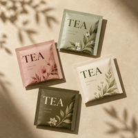 Sachets de thé plats en plastique 100% alimentaire écologiques avec logo imprimé personnalisé, emballage pour sachets de thé en poudre, sachets de café