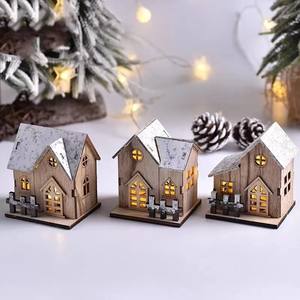 Cabane en bois vintage de style nordique, <span class=keywords><strong>maison</strong></span> de village de Noël, décoration de Noël, fournitures de décoration de Noël - Product Image 2