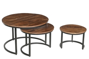 Juego de mesas de centro de diseño moderno de alta calidad, juego de 3 mesas de centro redondas de hierro/madera, muebles para sala de estar, colección a precio de mayoreo. - Product Image 5