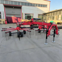 Râteau rotatif tracté pour tracteur agricole, haute productivité, entraînement par prise de force, équipement agricole à trois montages pour fourrage