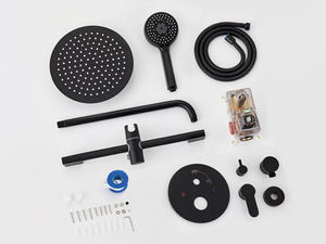 FLG Mattschwarz Badezimmer Edelstahl Dusche heiß und kalt in Hochdruck Niederschlag Wand halterung Verdeckte Dusche Set - Product Image 6