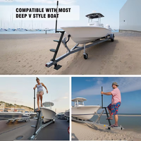 AMBITION Marchepieds de remorque de bateau à usage intensif avec poignée de sécurité Surface antidérapante Remorques Marchepieds à languette compatibles 4 marches
