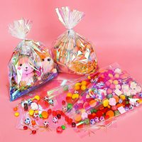50pcs holographique fête faveur sacs Cellophane sacs Goodie sacs pour anniversaire mariage bébé douche pâques nourriture bonbons sécurité clair
