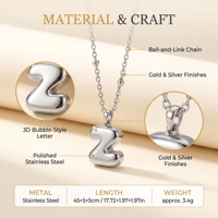 Collier initial en acier inoxydable, pendentif lettre 3D bulle, collier personnalisé pour femme, or, argent, vente en gros, OEM