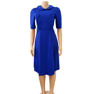 Abiti da donna a maniche corte adorabili volant <span class=keywords><strong>Peter</strong></span> Pan colletto a vita alta plissettato verde al ginocchio stile africano Vestidos - Product Image 3