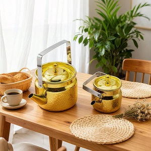 Tetera marroquí árabe personalizada al por mayor, cafetera de Metal de 500ml/1L, tetera martillada de acero inoxidable para decoración del hogar - Product Image 1