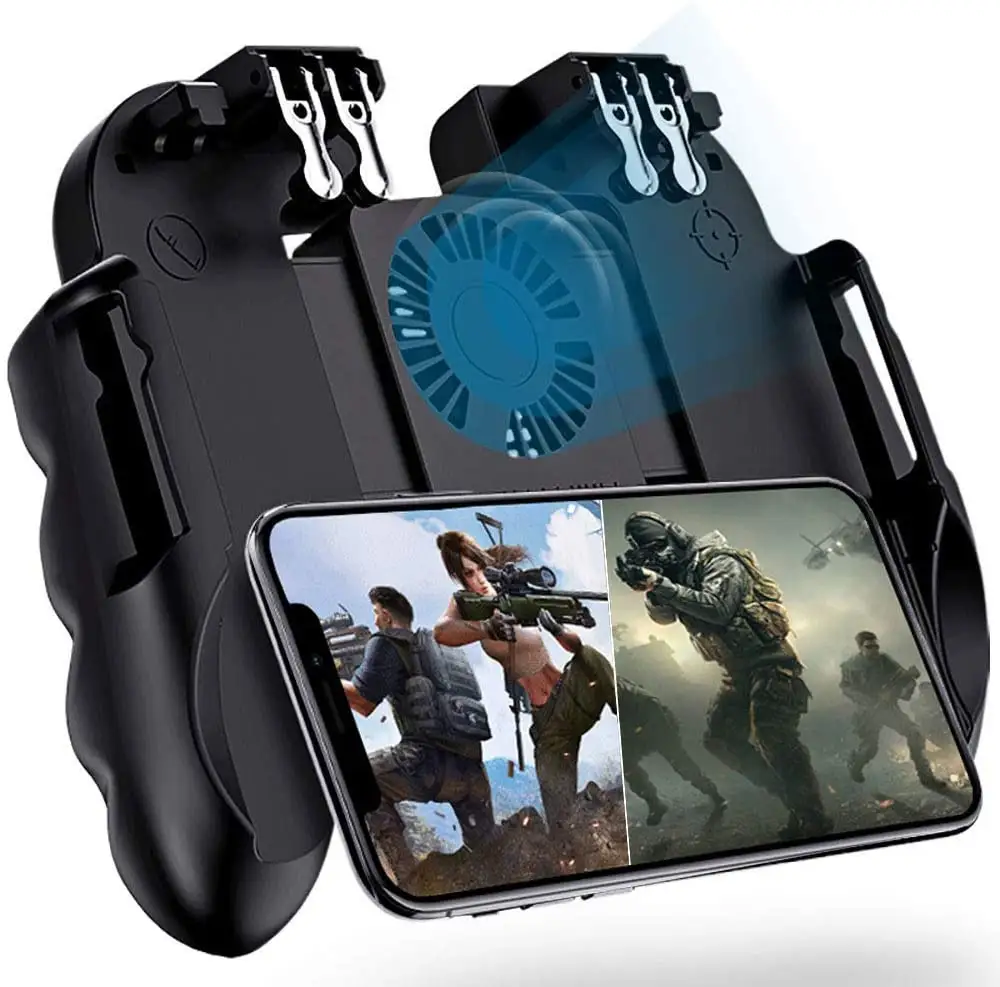 4 Trigger Mobiele Game Controller Met Koelventilator Voor Pubg/Call Duty/Fotnite [6 Vinger Bediening]