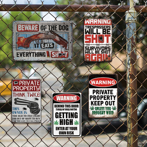 Plaque en métal amusante avec inscription d'avertissement : Attention au chien, propriété privée, interdiction d'entrer, <span class=keywords><strong>humour</strong></span>, garage, remise, décoration murale pour <span class=keywords><strong>homme</strong></span> - Product Image 3