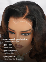 Perruque de cheveux humains Body Wave 6x8 Lace Front sans colle, ligne de cheveux naturelle, noir ombré marron, 100% pré-épilée, prête à porter, vente en gros