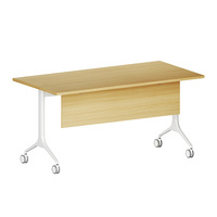 Table de formation mobile avec surface pliable et roulettes verrouillables, bureau de séminaire pliable en bois pour salle de conférence, approvisionnement en gros
