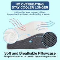 Oreiller Ergonomique Orthopédique en Mousse à Mémoire de Forme pour Soutien Cervical et Nucal, Meilleur Oreiller de Lit Contour pour Dormeurs sur le Côté, le Dos ou le Ventre