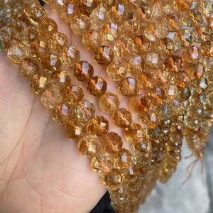 Perles rondes facettées en citrine jaune naturelle de 6 à 8 mm, pierres brutes pour la création de bijoux de mode, bracelets, colliers, artisanat fait main, cadeaux - Product Image 3