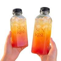 Bouteille d'emballage carrée en PET avec bouchon à vis pour boissons/jus, sans BPA, 150 ml, emballage cosmétique, logo personnalisé