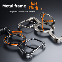 Étui de téléphone en aluminium ajouré avec support magnétique rotatif pour 15 Pro Max, coque Z sans bordure, coussin d'air antichoc, protection contre les chutes
