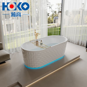 <span class=keywords><strong>Baignoire</strong></span> en acrylique autoportante à LED au design moderne <span class=keywords><strong>Baignoire</strong></span> <span class=keywords><strong>rectangulaire</strong></span> ovale à surface solide blanche pour adultes à usage hôtelier - Product Image 2