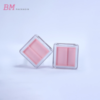 Design personnalisé en plastique vide 2 couleurs palette d'ombres à paupières palette de surbrillance maquillage étui à blush compact