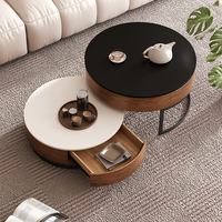 Ensemble de 2 tables basses gigognes pour salon, plateau en bois, pliable, moderne, table à thé relevable