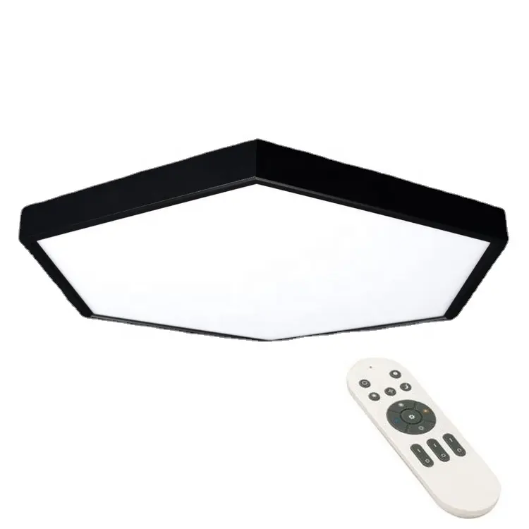 Remote control 5000k suspended dimming white black color 45w lamp decorative hexagonal led panel light